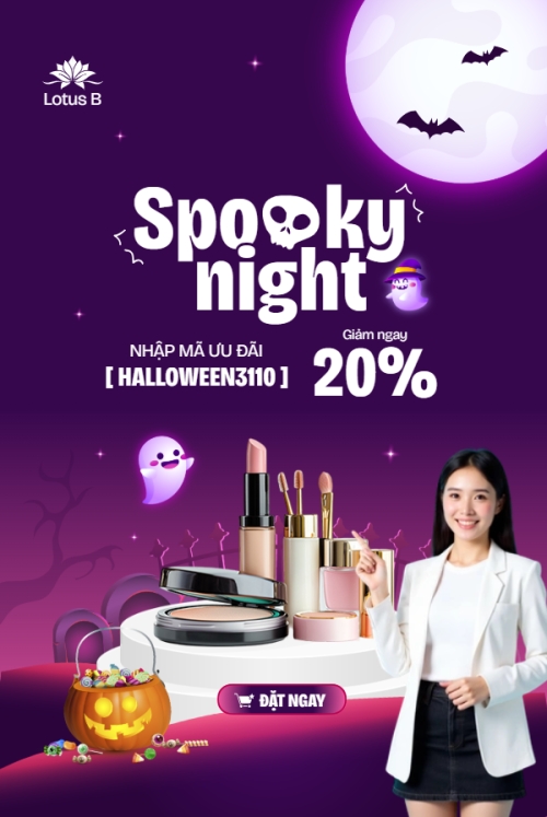 Halloween, lễ hội ma quái, thẩm mỹ, cosmetic, beauty, làm đẹp, sự kiện, event, dễ thương, cute, chibi, hoạt hình, cartoon