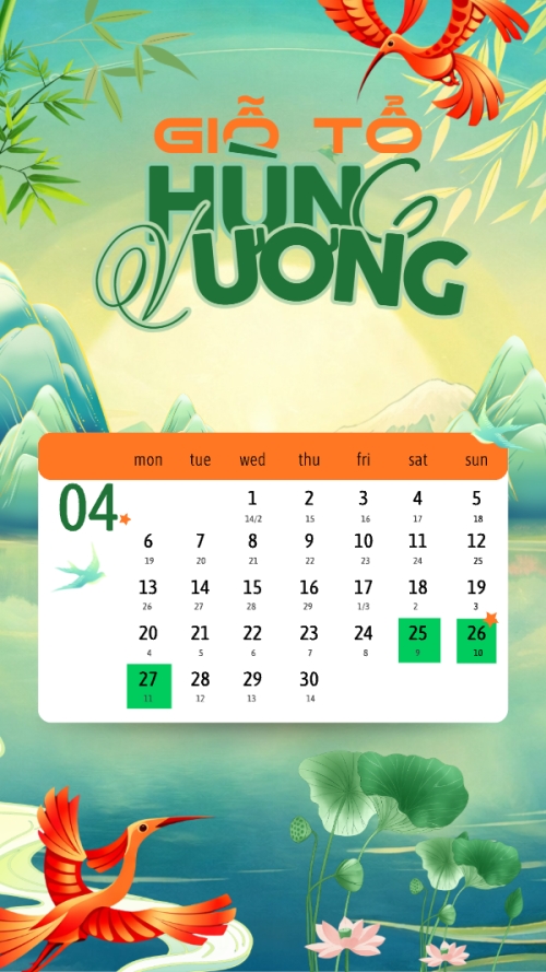Lịch nghỉ lễ 30/4-1/5