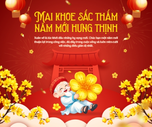 Mai khoe sắc thắm năm mới hưng thịnh