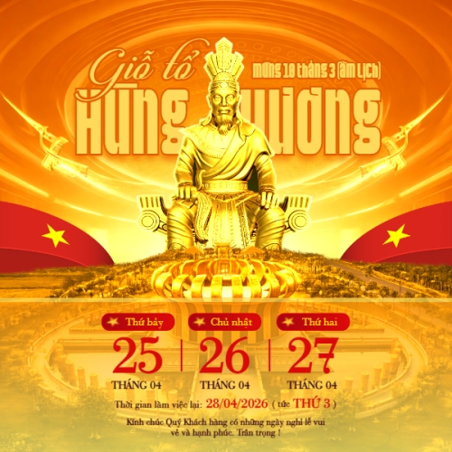 Thông báo nghỉ lễ Giỗ tổ Hùng Vương 2026