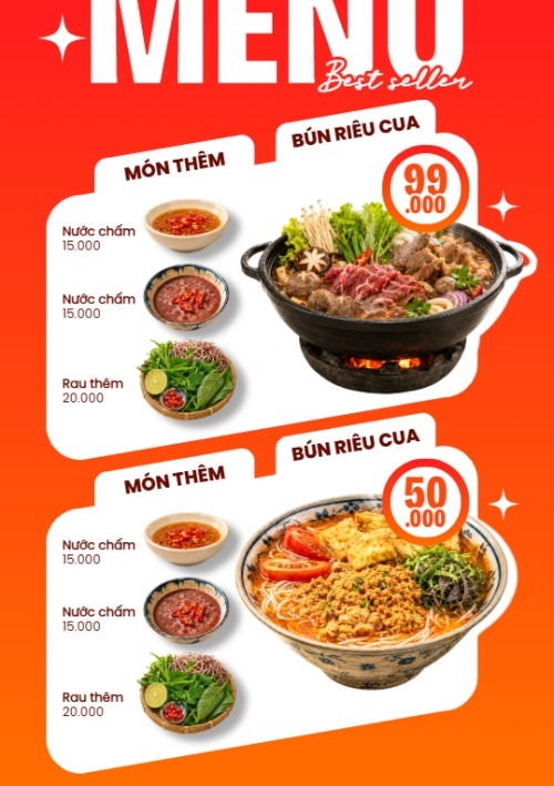 Bảng giá món ăn