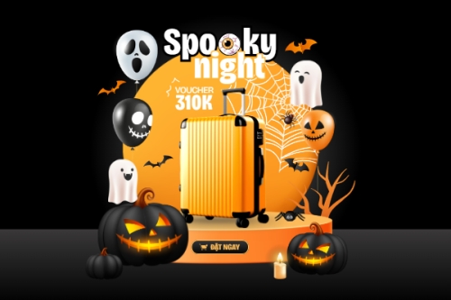 Halloween, lễ hội ma quái, vali, thời trang, fashion, sự kiện, event, dễ thương, cute, chibi, hoạt hình, cartoon