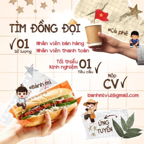Bánh mì, bán hàng, tuyển dụng, cà phê, nước uống, đồ ăn, food, thực phẩm, ẩm thực, món ăn, F&B, thức ăn