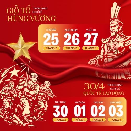 Lịch nghỉ lễ Giỗ Tổ và 30/4-1/5