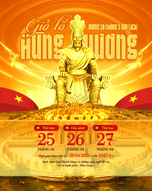 Thông báo nghỉ lễ Giỗ tổ Hùng Vương 2026