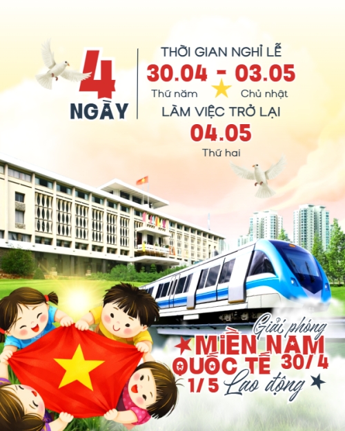 Thông báo nghỉ lễ Giải phóng miền Nam 30/4 và Quốc tế Lao động 1/5