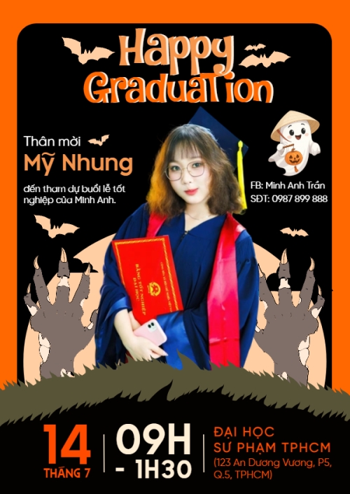 Halloween, tốt nghiệp, graduate, lễ hội ma quái, sự kiện, event, dễ thương, cute, chibi, hoạt hình, cartoon