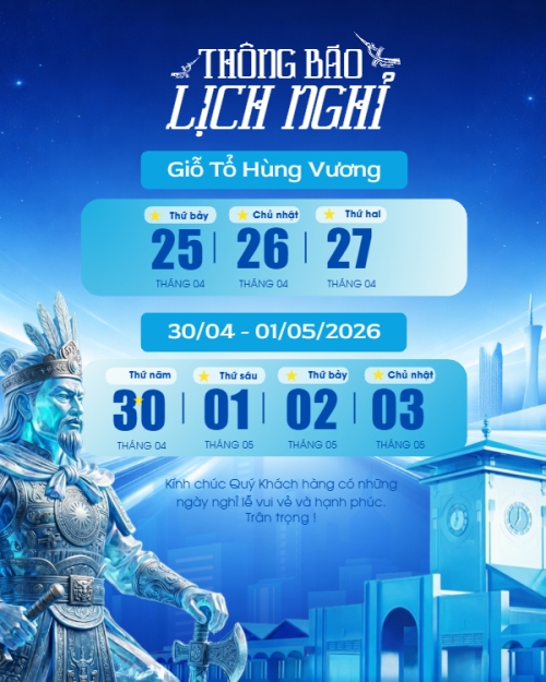 Lịch nghỉ lễ Giỗ Tổ và 30/4-1/5