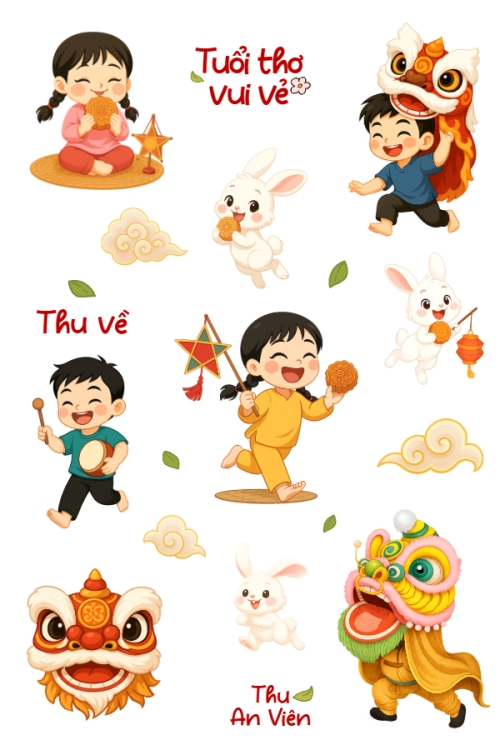 Trung thu, Tết Đoàn Viên, mid-autumn festival, sự kiện, event, dễ thương, cute, chibi, hoạt hình, cartoon