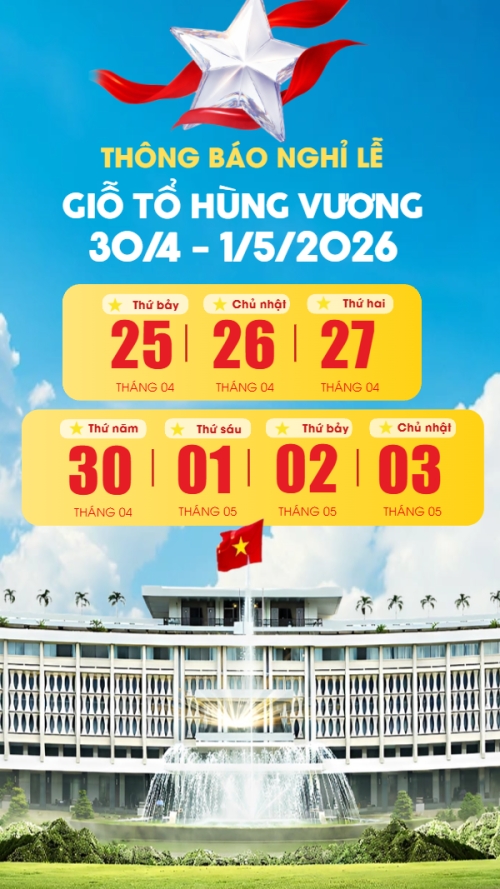 Lịch nghỉ lễ Giỗ Tổ và 30/4-1/5