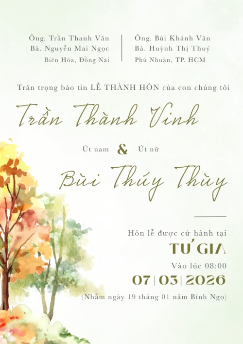 Thiệp cưới Chiều thu