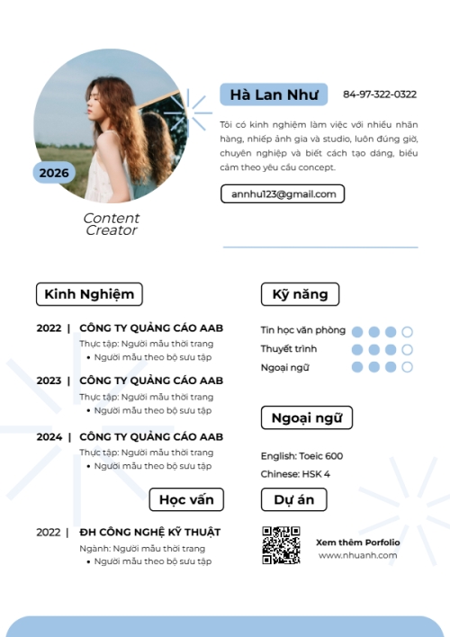 Hồ sơ xin việc Content creator