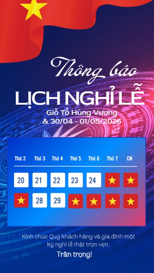 Lịch nghỉ lễ Giỗ Tổ và 30/4-1/5