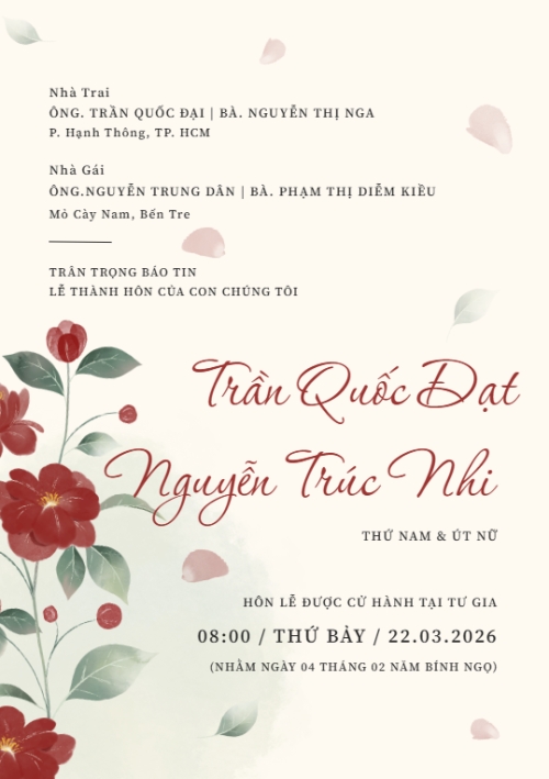 Thiệp cưới Sắc hoa