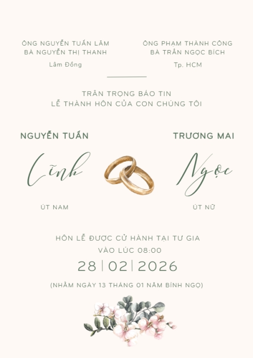 Thiệp cưới Song nhẫn vĩnh cửu