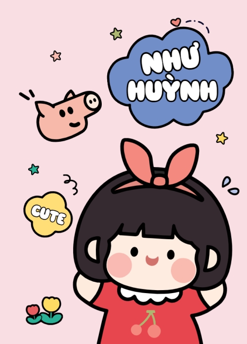 Con gái, chibi, heo, pig, cá nhân, personal style, cute, dễ thương, hoạt hình