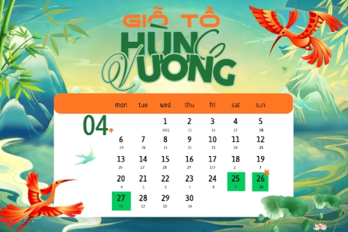 Lịch nghỉ lễ 30/4-1/5