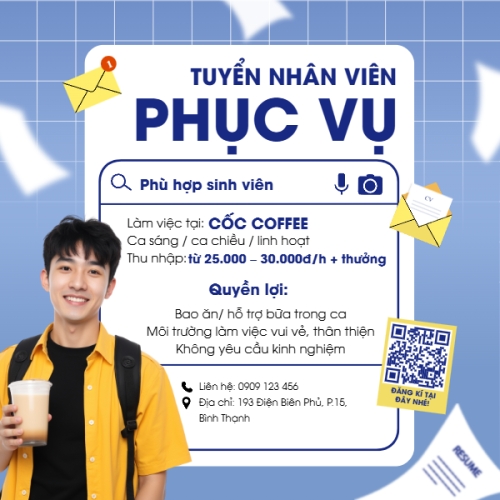 Phục vụ, tuyển dụng, nước uống, juice, giải khát, F&B, drink, hiện đại, modern