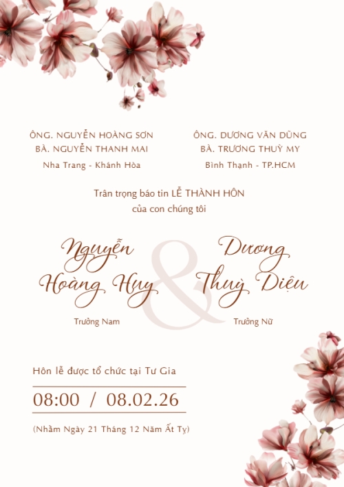 Thiệp cưới hoa màu nước — 1