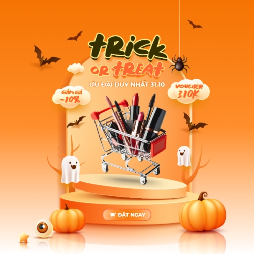 Halloween, lễ hội ma quái, sự kiện, event, mỹ phẩm, cosmetic, làm đẹp, beauty, dễ thương, cute, chibi, hoạt hình, cartoon