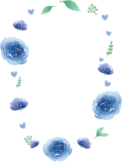 hoa, lá, flower, watercolor, blue, rose