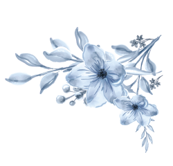 hoa lá, flower, leaf, màu nước, watercolor, thiên nhiên, hoa cỏ, dusty blue, xanh dương