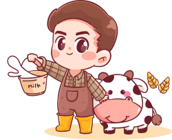 chibi, bé trai, bò sữa, milk
