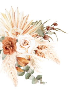 flower, hoa lá, màu nước, watercolor, màu cam cháy, burnt orange color