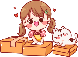 chibi, bé gái, mèo