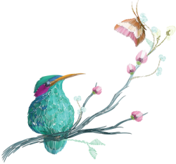 Bird, chim, hoa lá, hoa, flower