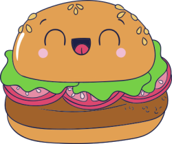 hamburger, bánh mì, bánh, dễ thương