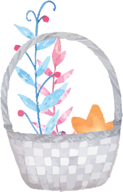 giỏ hoa, flower basket, watercolor