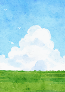 Cánh đồng, đồng cỏ, bầu trời, grass, màu nước, watercolor