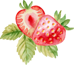 Dâu, strawberry, watercolor, màu nước