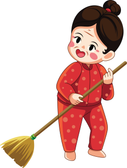 Tết, quét nhà, chibi,clean up, girl, nữ