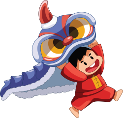 Tết, chibi, boy, bé trai, múa lân,lion dance