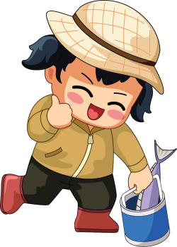 Câu cá, chibi, con gái, girl