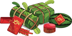 Bánh chưng, bánh tét, dưa hấu, bao lì xì