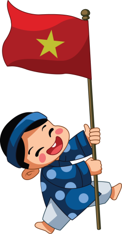 cậu bé, chibi, ôm cờ, boy