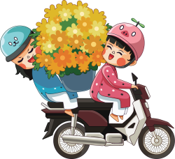 Tết, chở hoa, bring flowers, girl, bé gái