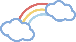 Cute, dễ thương, line, mây, cầu vồng, rainbow, cloud