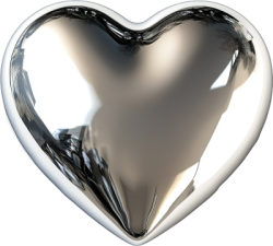 Heart, trái tim, 3D, glossy heart, màu bạc, silver