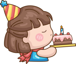 chibi, dễ thương, cute, bé gái, cô gái, girl, bánh kem, cake, birthday