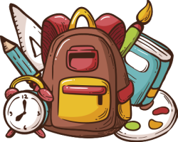 đồ dùng học tập, cặp, sách, bút, bảng màu, School supplies, school bags, books, pens, color palettes