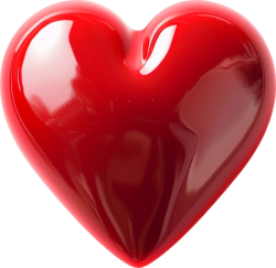 Heart, trái tim, 3D, glossy heart, màu đỏ, red