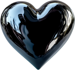 Heart, trái tim, 3D, glossy heart, màu đen, black