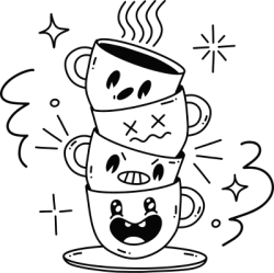 Cà phê, coffee, coffee cup, line, brush, dễ thương, cute