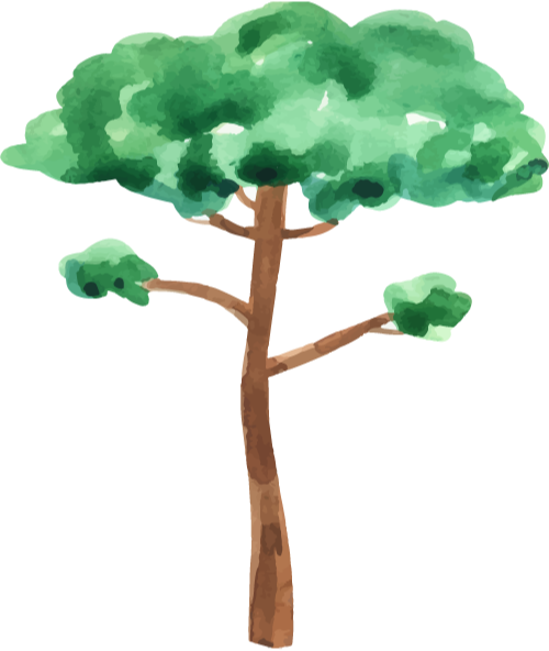 Cây xanh, cây, tree, môi trường, environment, cute, dễ thương, water color