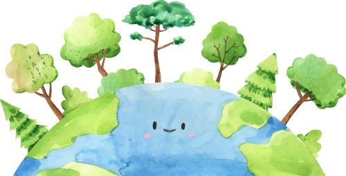 Cây xanh, cây, tree, môi trường, environment, trái đất, earth, cute, dễ thương, water color