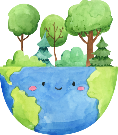 Cây xanh, cây, tree, môi trường, trái đất, earth, cute, dễ thương, water color